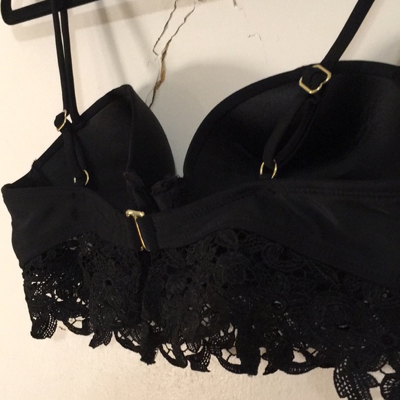 🖤🧡Black Lace Swim Top/Bralette (M) Gold hook🧡🖤 - Picture 5 of 10